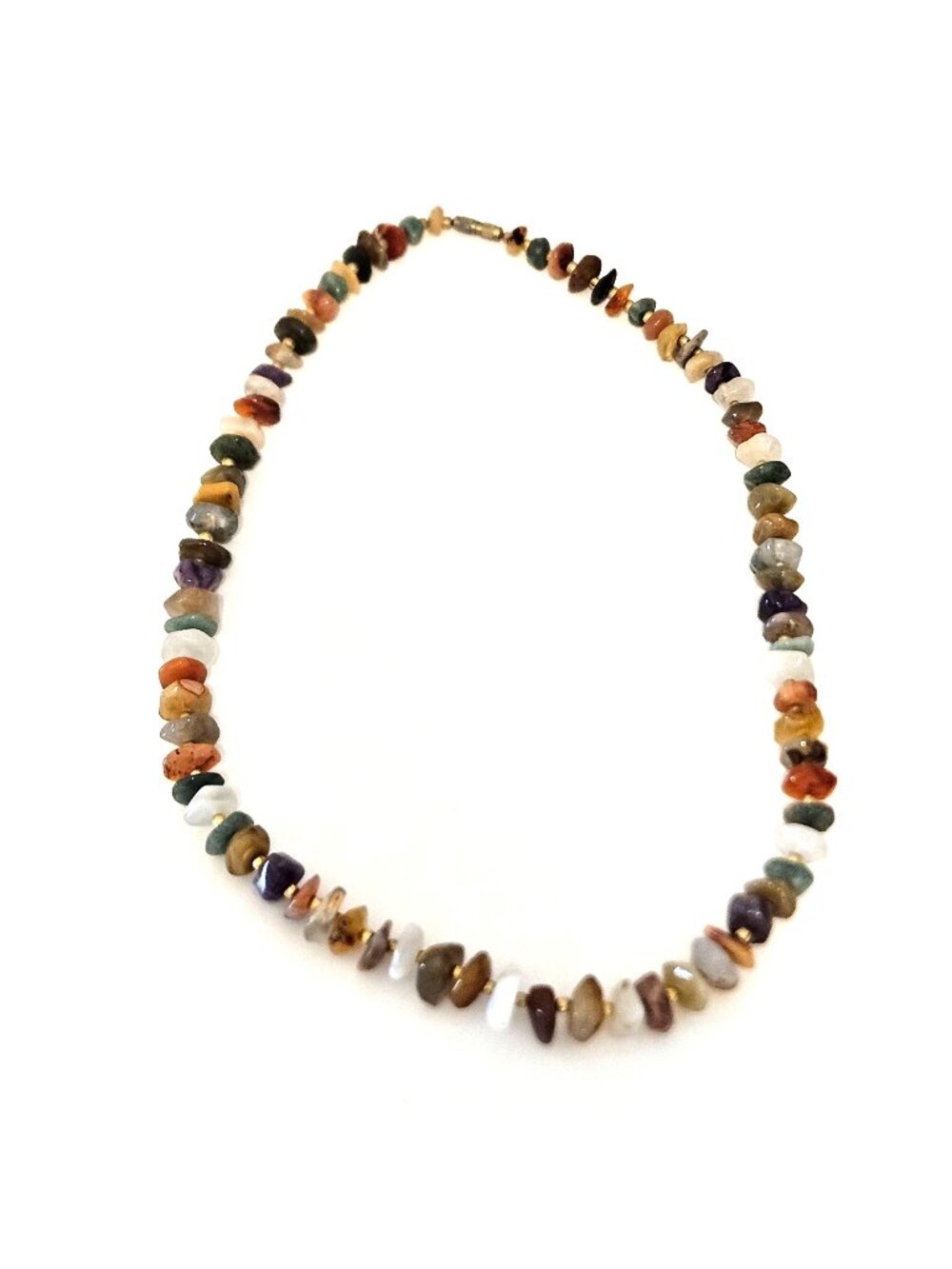 Vintage Multi Color Gemstone Chip Beaded Necklace